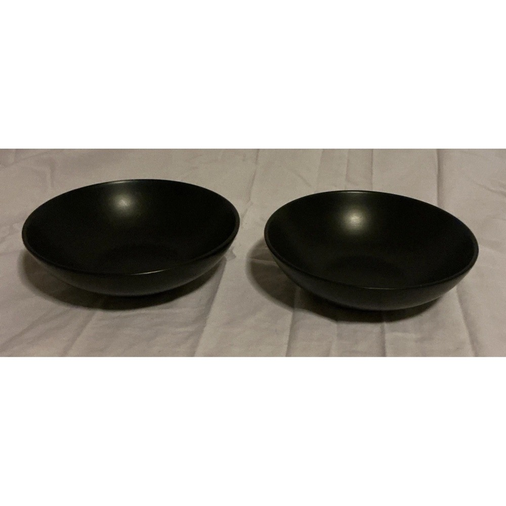 Thomson Pottery Matte Black 7 inch Cereal Soup Salad Bowls, Set of 2
